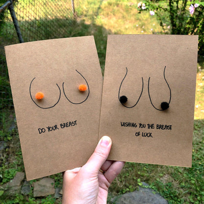 Boob Pun Card 'Wishing You The Breast of Luck' - Candid Almond