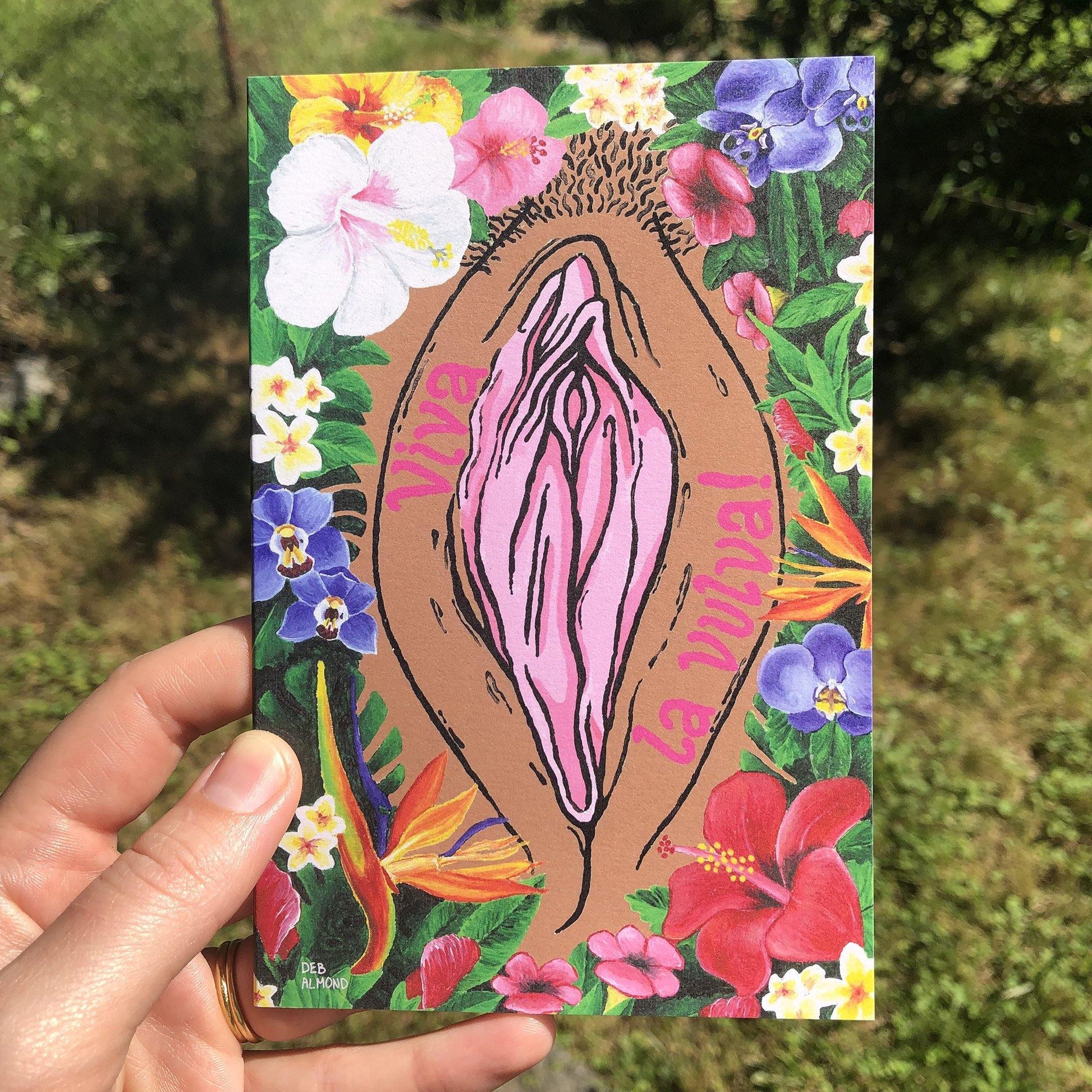 '¡Viva La Vulva!' (Mid Tone) Body Positive Blank Card - Candid Almond