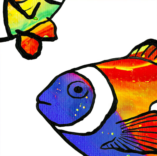 Clown fish featuring 'Love Is Love' sign, closeup - Candid Almond