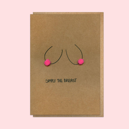 Boob Pun Card 'Simply The Breast' - Candid Almond