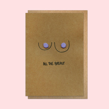 Boob Pun Card 'All The Breast' - Deb Almond Art