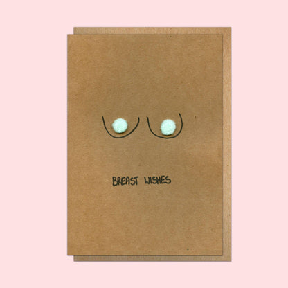 Boob Pun Card 'Breast Wishes' - Deb Almond Art