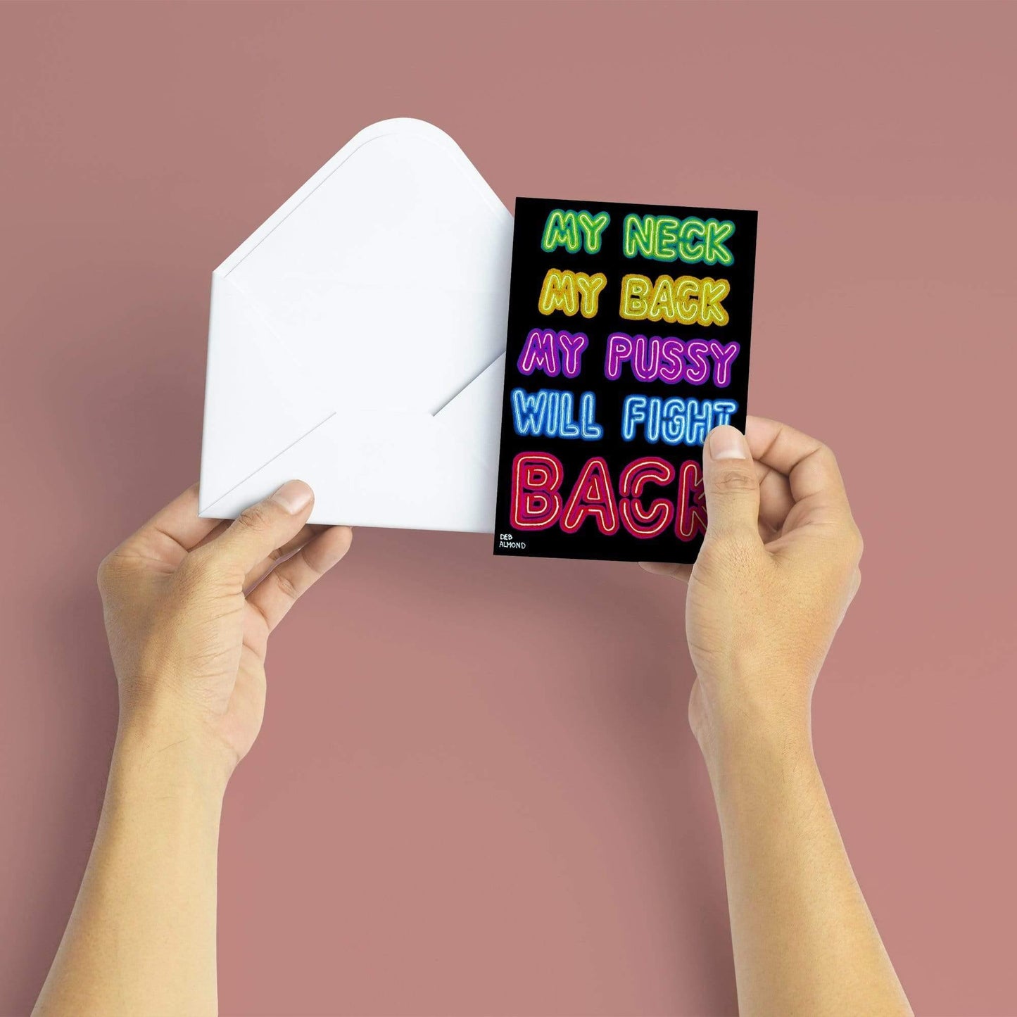 'My Neck, My Back' Protest Blank Greeting Card - Candid Almond