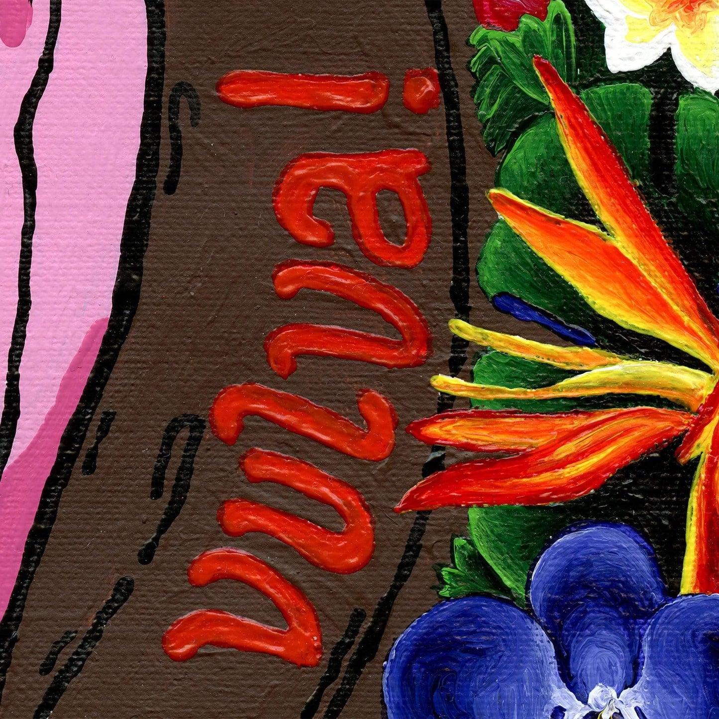 '¡Viva La Vulva!' art print in black skin tone, closeup - Candid Almond