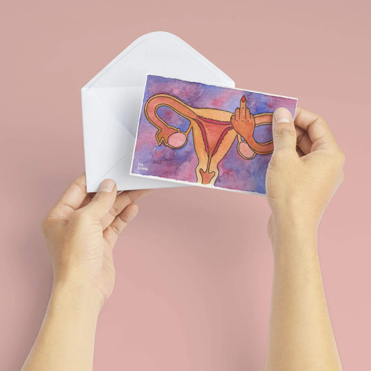 F*ck Uterus Blank Greeting Card - Deb Almond Art