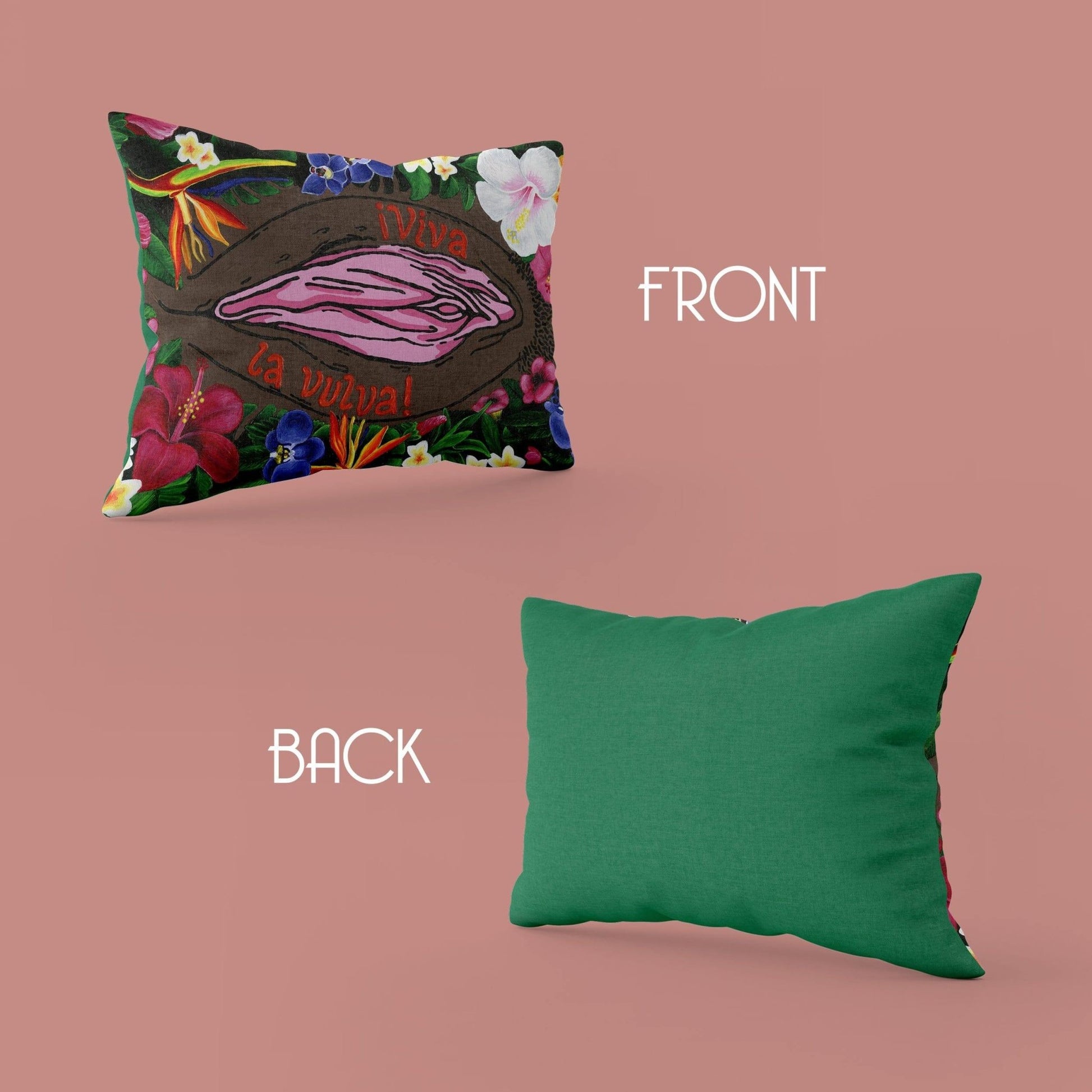 '¡Viva La Vulva!' Throw Pillow (Black) - Deb Almond Art