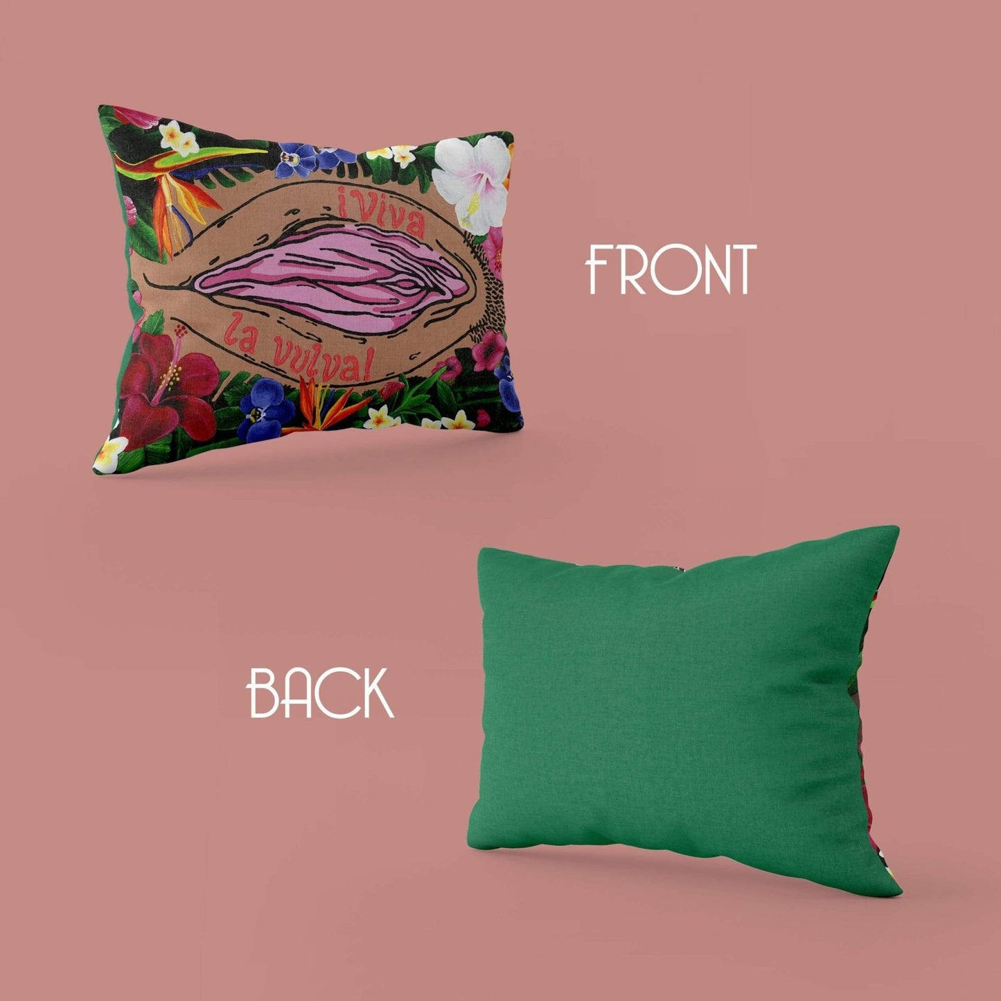 '¡Viva La Vulva!' Throw Pillow (Mid) - Deb Almond Art