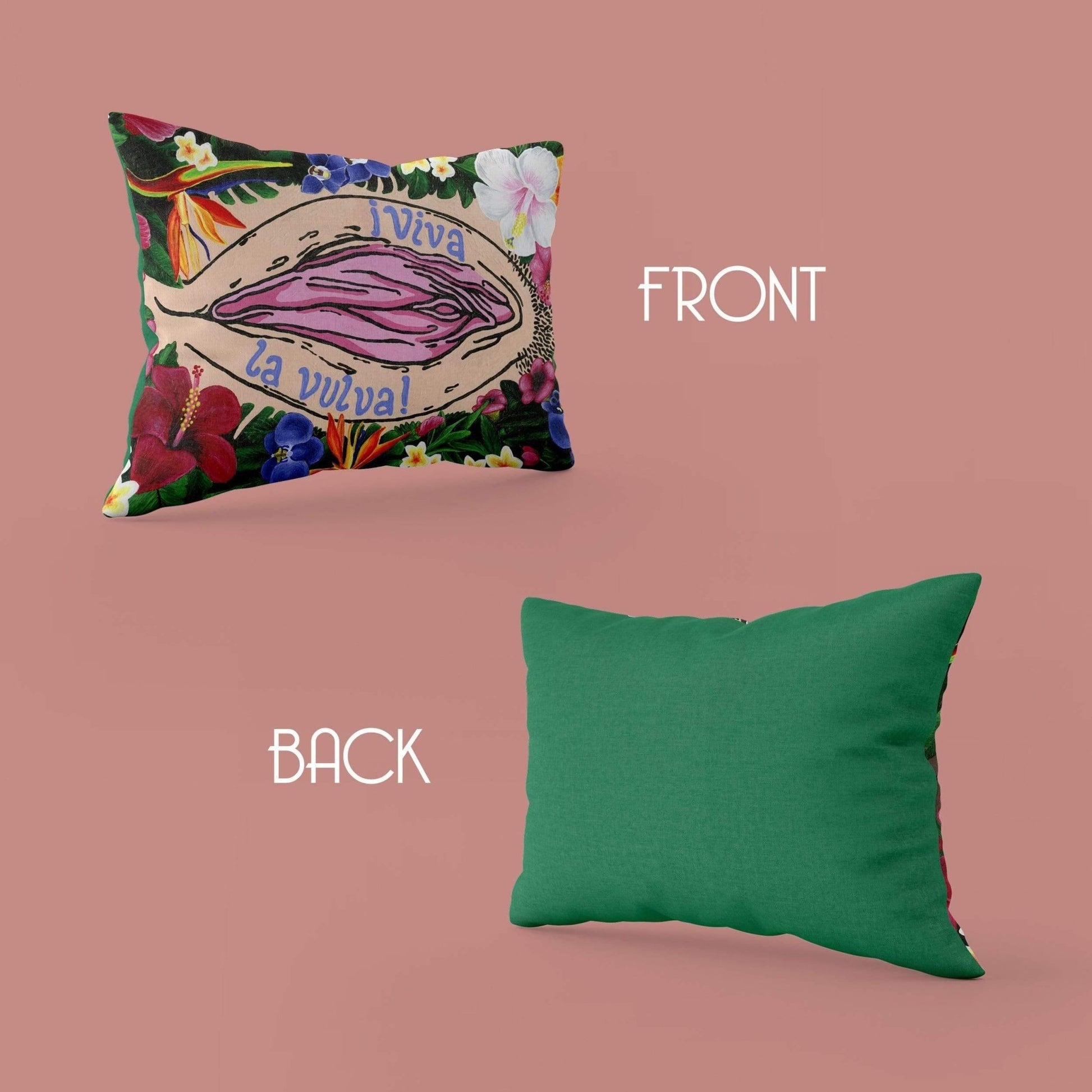 '¡Viva La Vulva!' Throw Pillow (White) - Deb Almond Art